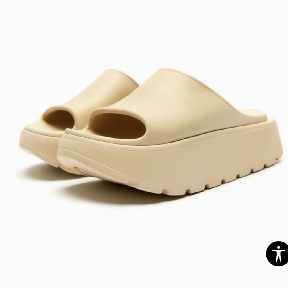 Zara Beige Platform Clogs